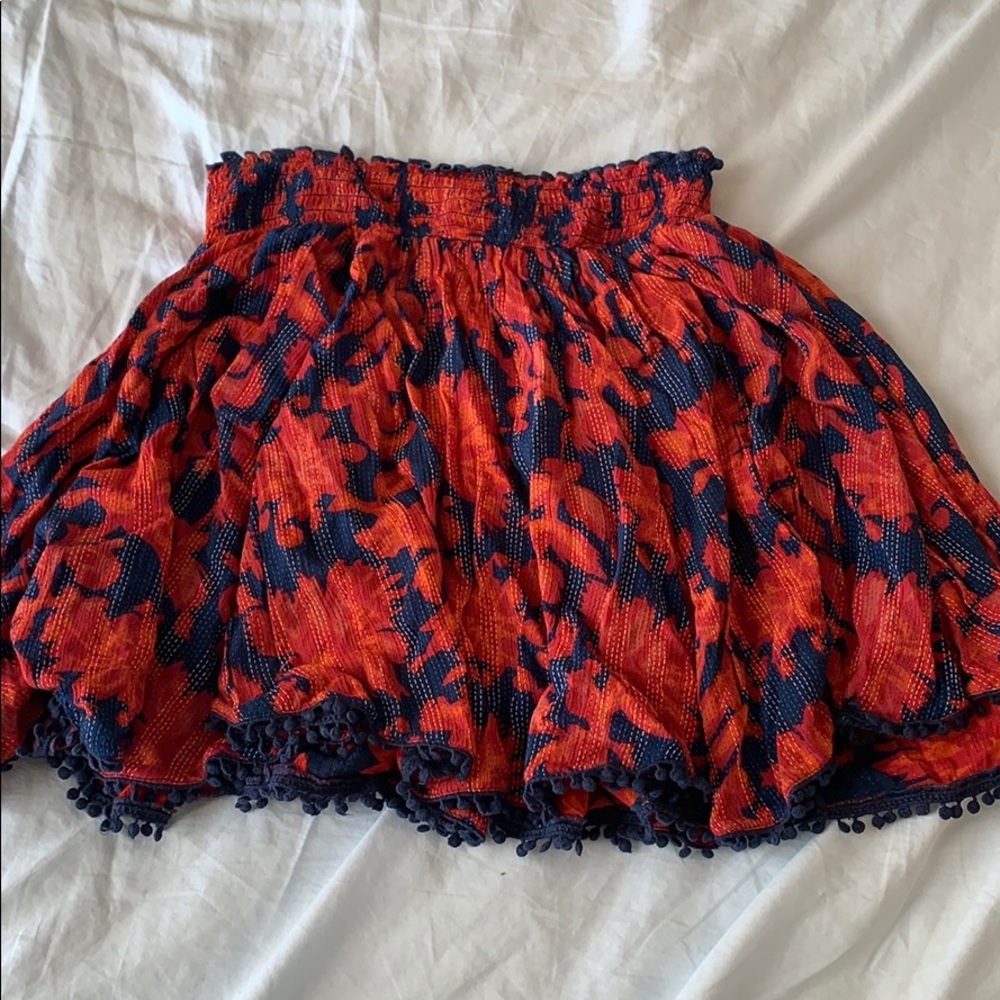 Elastic waistband floral short skirt